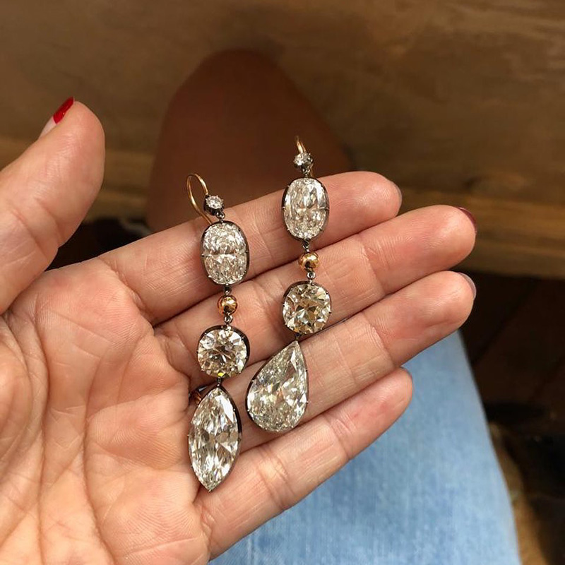 19ct Multi-Cut White Sapphire Drop Earrings In Gold
