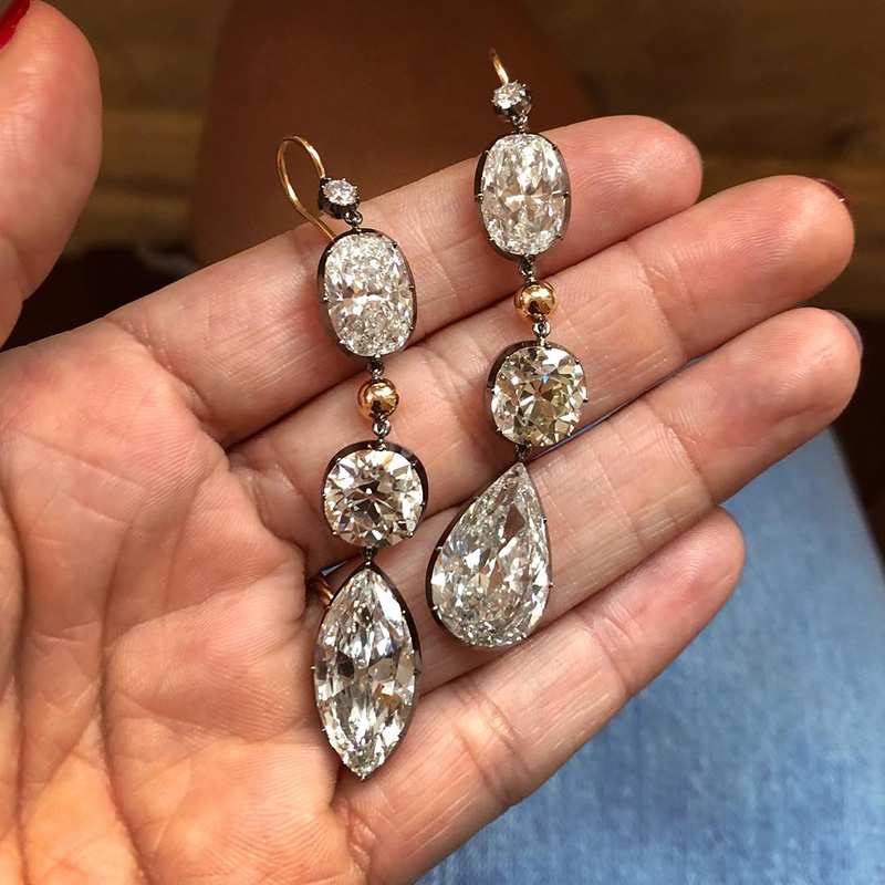19ct Multi-Cut White Sapphire Drop Earrings In Gold