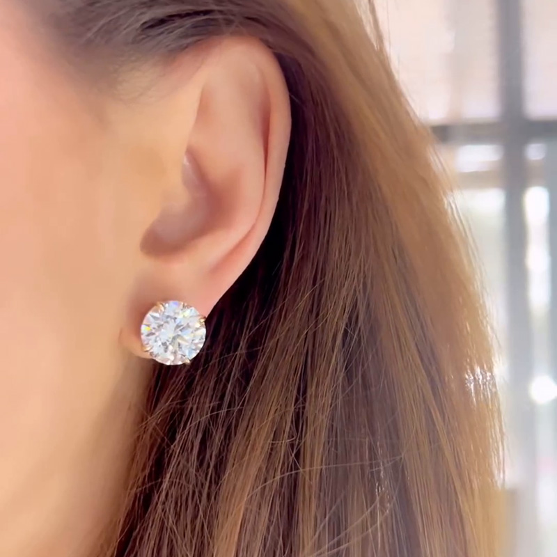 13ctw Round Cut White Sapphire Handmade Sterling Silver Stud Earrings