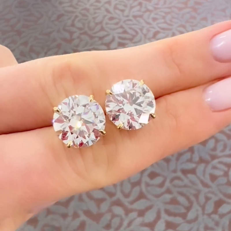13ctw Round Cut White Sapphire Handmade Sterling Silver Stud Earrings
