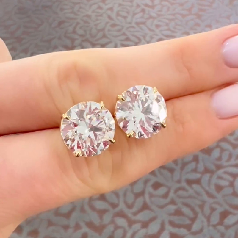 13ctw Round Cut White Sapphire Handmade Sterling Silver Stud Earrings