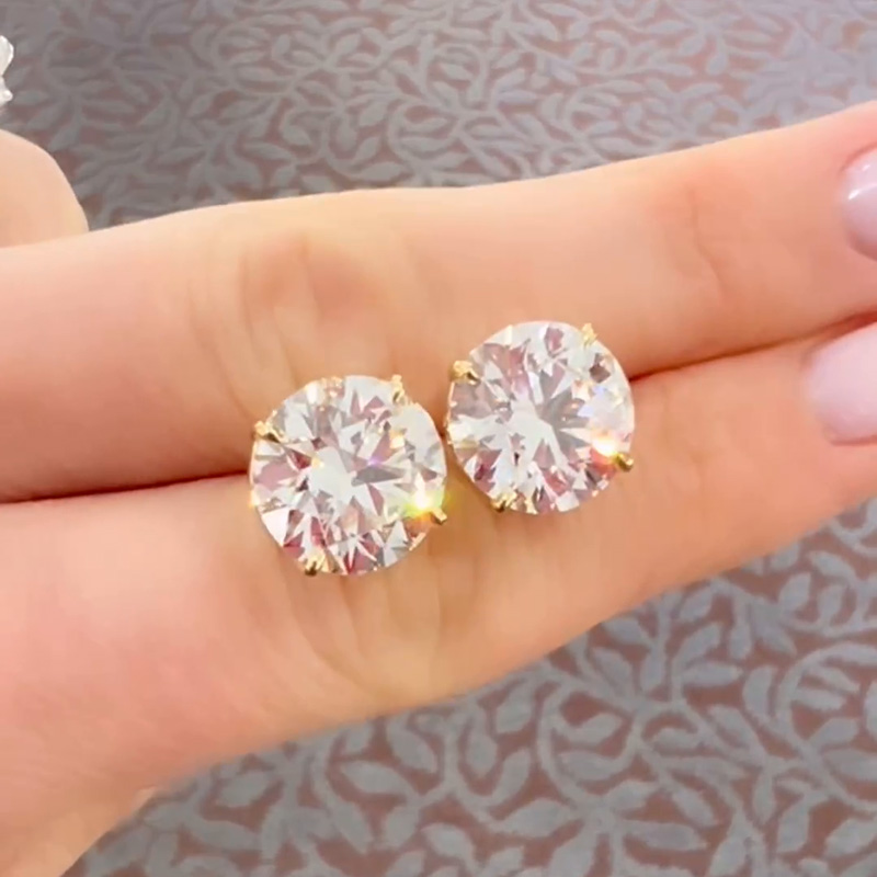 13ctw Round Cut White Sapphire Handmade Sterling Silver Stud Earrings