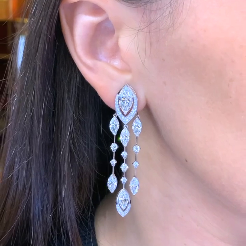 11ctw Marquise & Round Cut White Sapphire Plume Drop Earrings