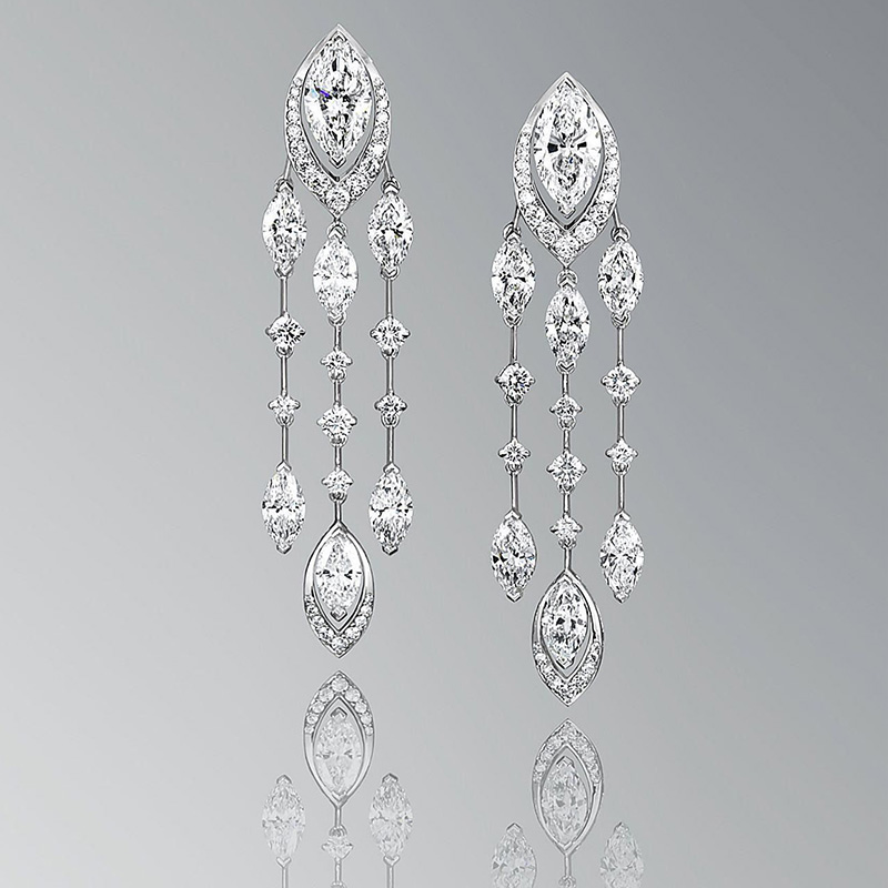 11ctw Marquise & Round Cut White Sapphire Plume Drop Earrings
