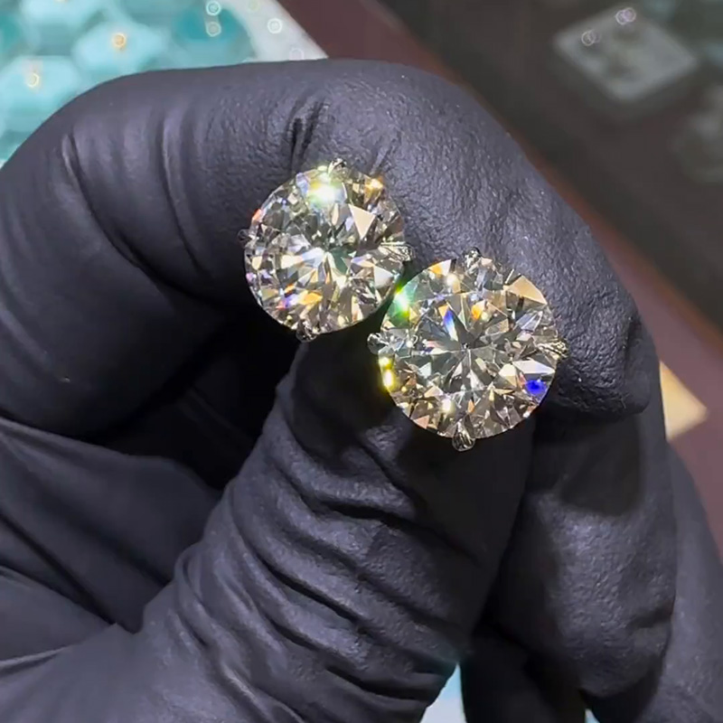 7ctw Each Round Cut White Sapphire Stud Earrings