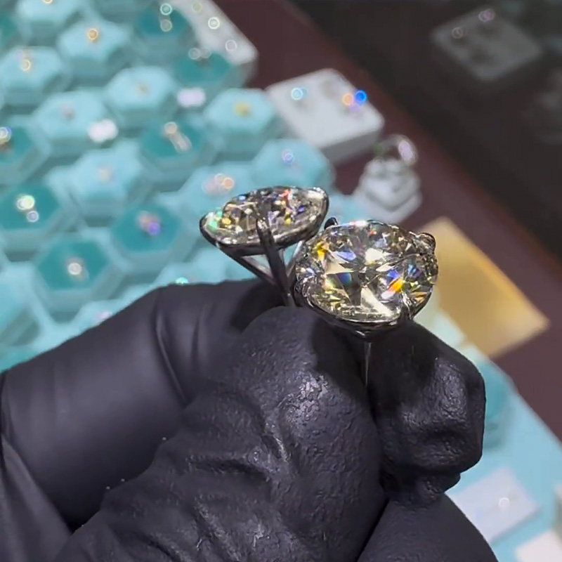 7ctw Each Round Cut White Sapphire Stud Earrings