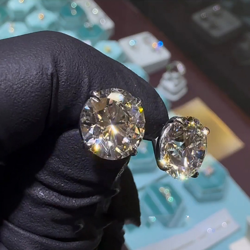 7ctw Each Round Cut White Sapphire Stud Earrings