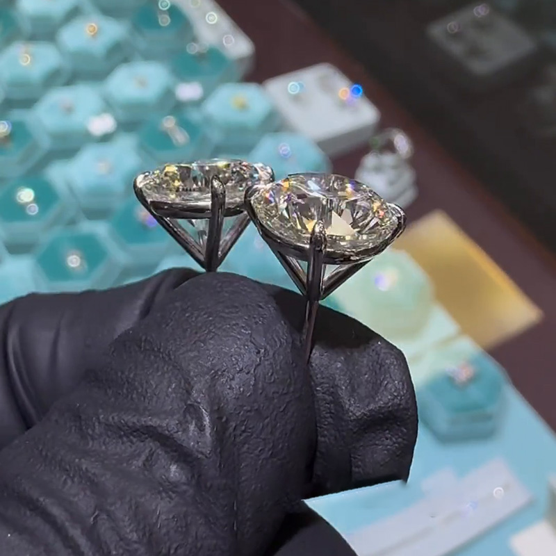 7ctw Each Round Cut White Sapphire Stud Earrings