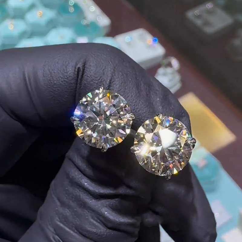 7ctw Each Round Cut White Sapphire Stud Earrings