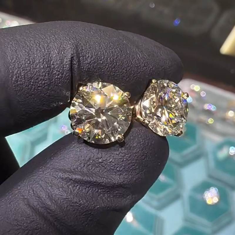 2ct Round Cut Lab-Grown Gemstone Sterling Silver Gold Plated Stud Earrings