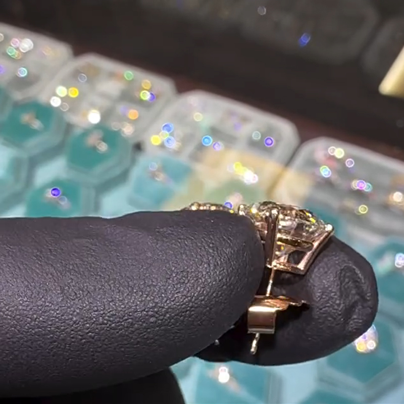 2ct Round Cut Lab-Grown Gemstone Sterling Silver Gold Plated Stud Earrings