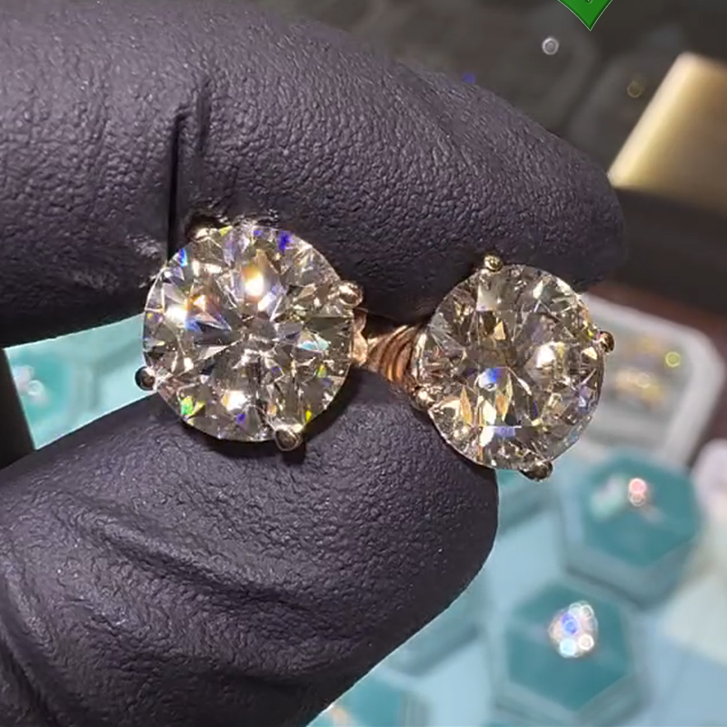 2ct Round Cut Lab-Grown Gemstone Sterling Silver Gold Plated Stud Earrings