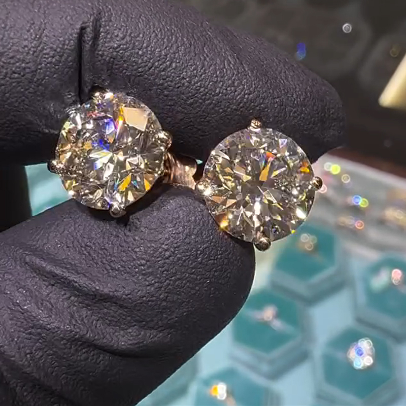 2ct Round Cut Lab-Grown Gemstone Sterling Silver Gold Plated Stud Earrings