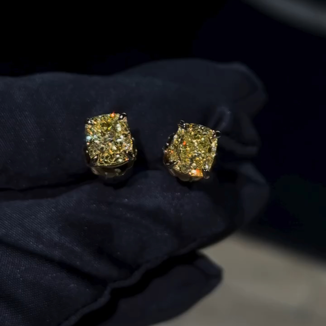 1ct Princess Cut Sterling Silver Plated Rose Gold Handmade Earrings