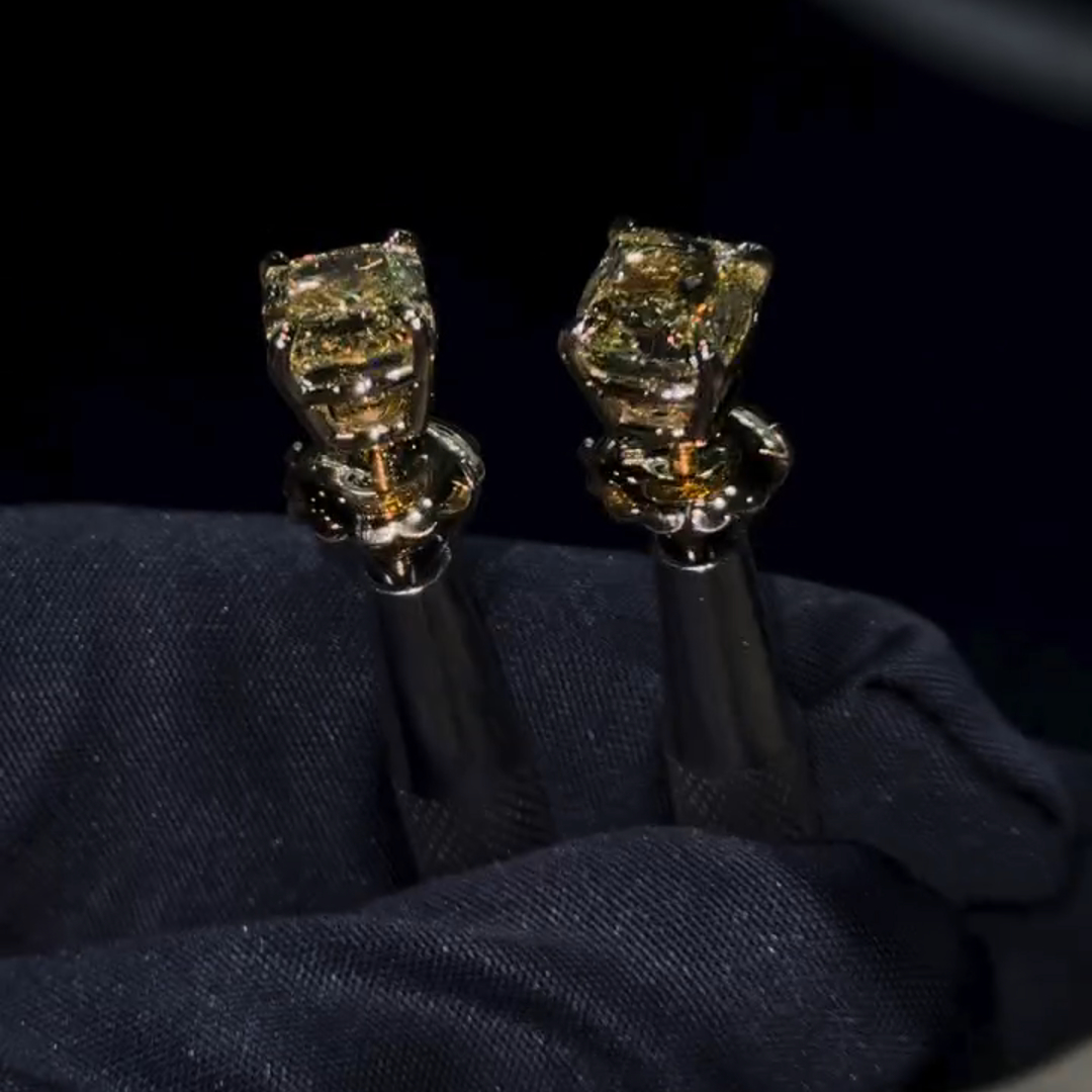 1ct Princess Cut Sterling Silver Plated Rose Gold Handmade Earrings