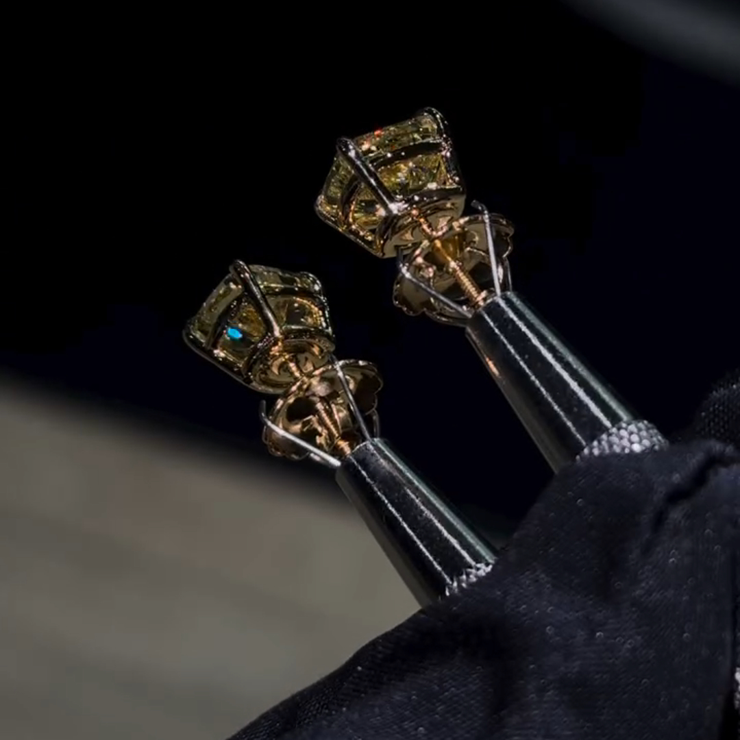 1ct Princess Cut Sterling Silver Plated Rose Gold Handmade Earrings