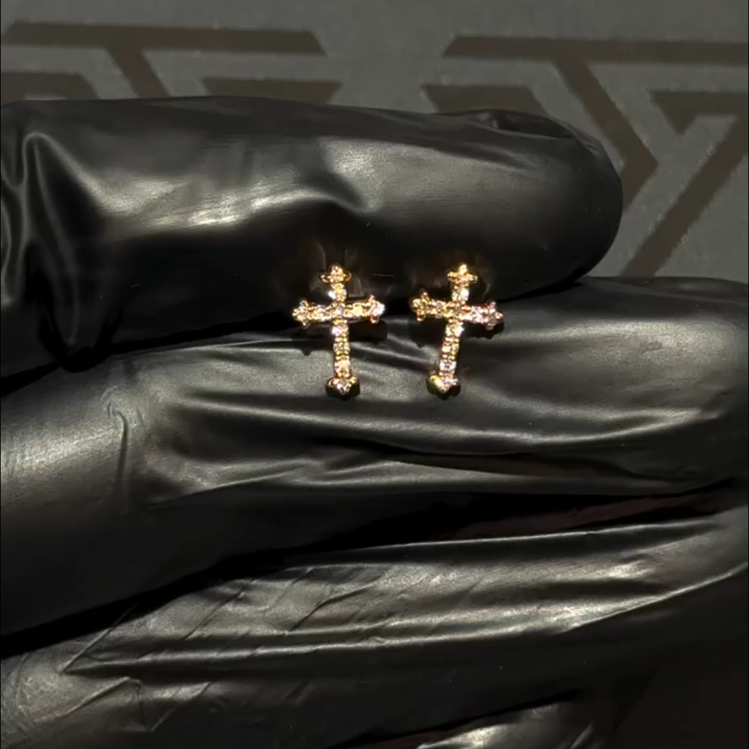 1ct Round Cut Cross Sterling Silver Plated Rose Gold Handmade Earrings