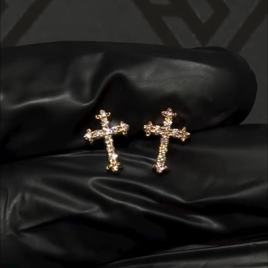 1ct Round Cut Cross Sterling Silver Plated Rose Gold Handmade Earrings