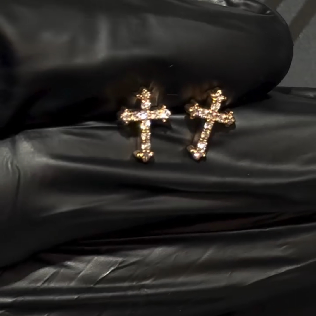 1ct Round Cut Cross Sterling Silver Plated Rose Gold Handmade Earrings