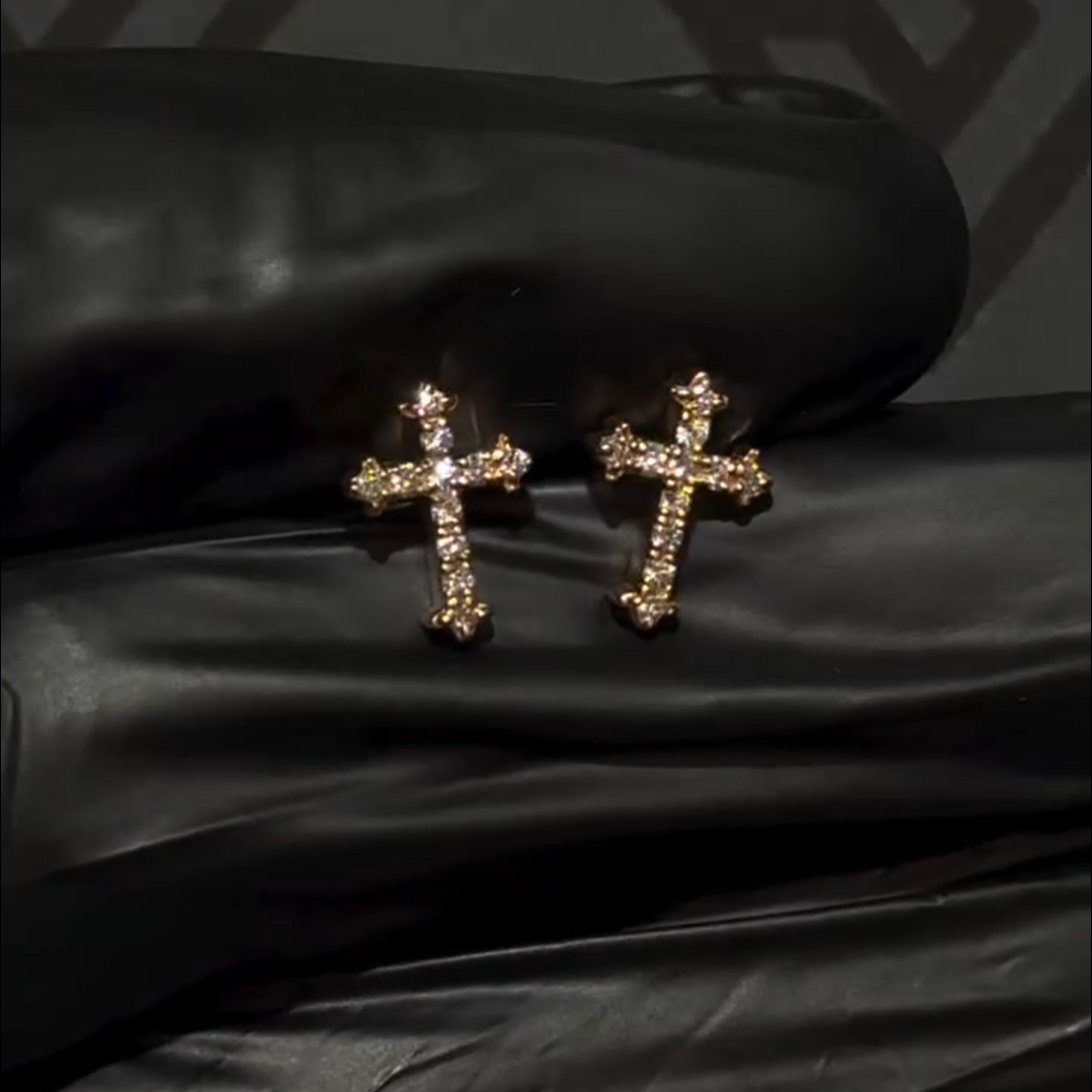 1ct Round Cut Cross Sterling Silver Plated Rose Gold Handmade Earrings