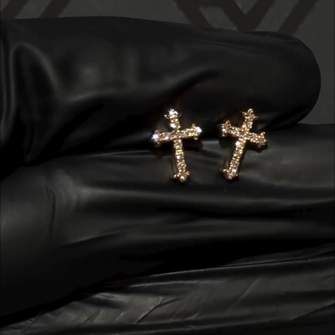 1ct Round Cut Cross Sterling Silver Plated Rose Gold Handmade Earrings