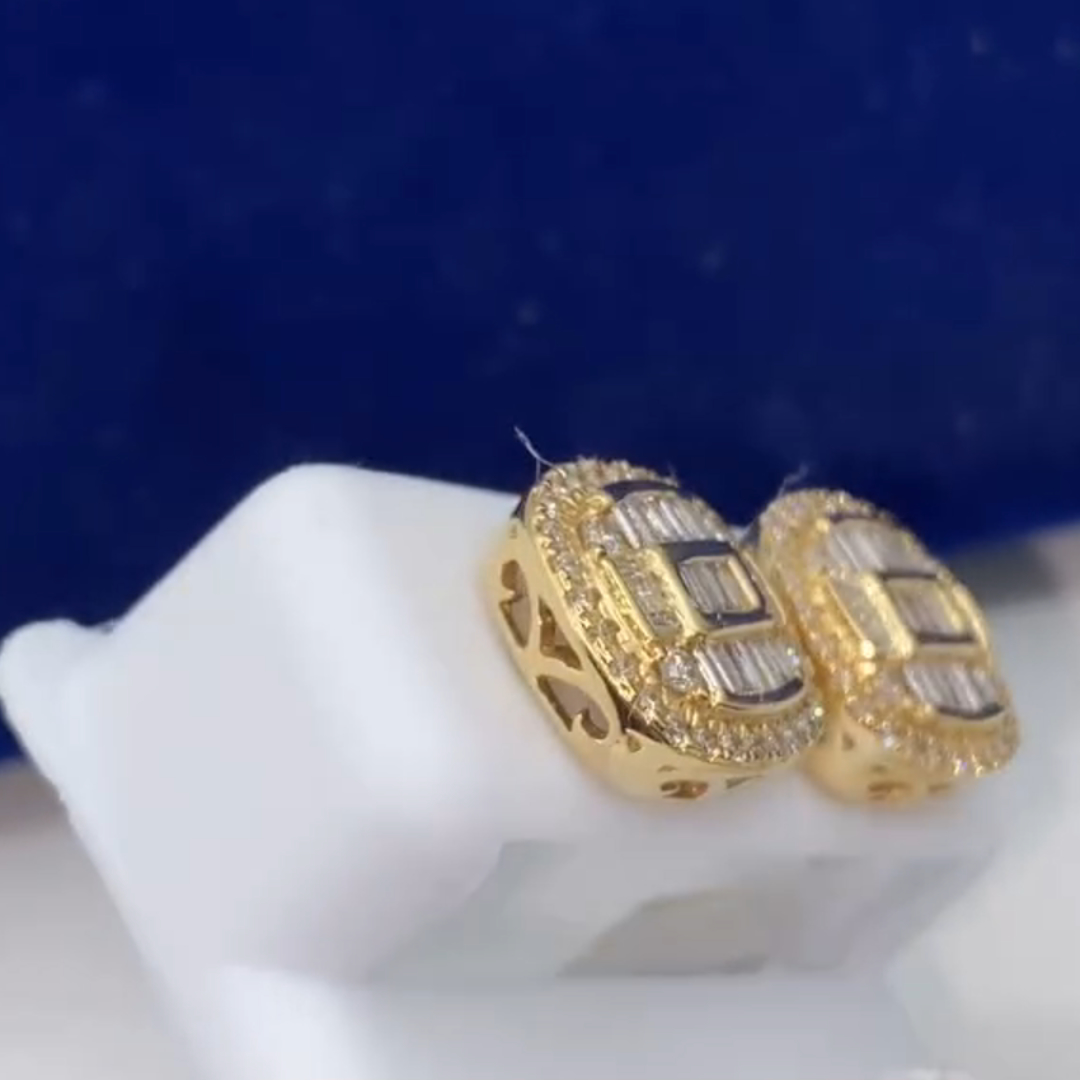 2ct Cushion Cut Sterling Silver Plated With Yellow Gold Handmade Earrings