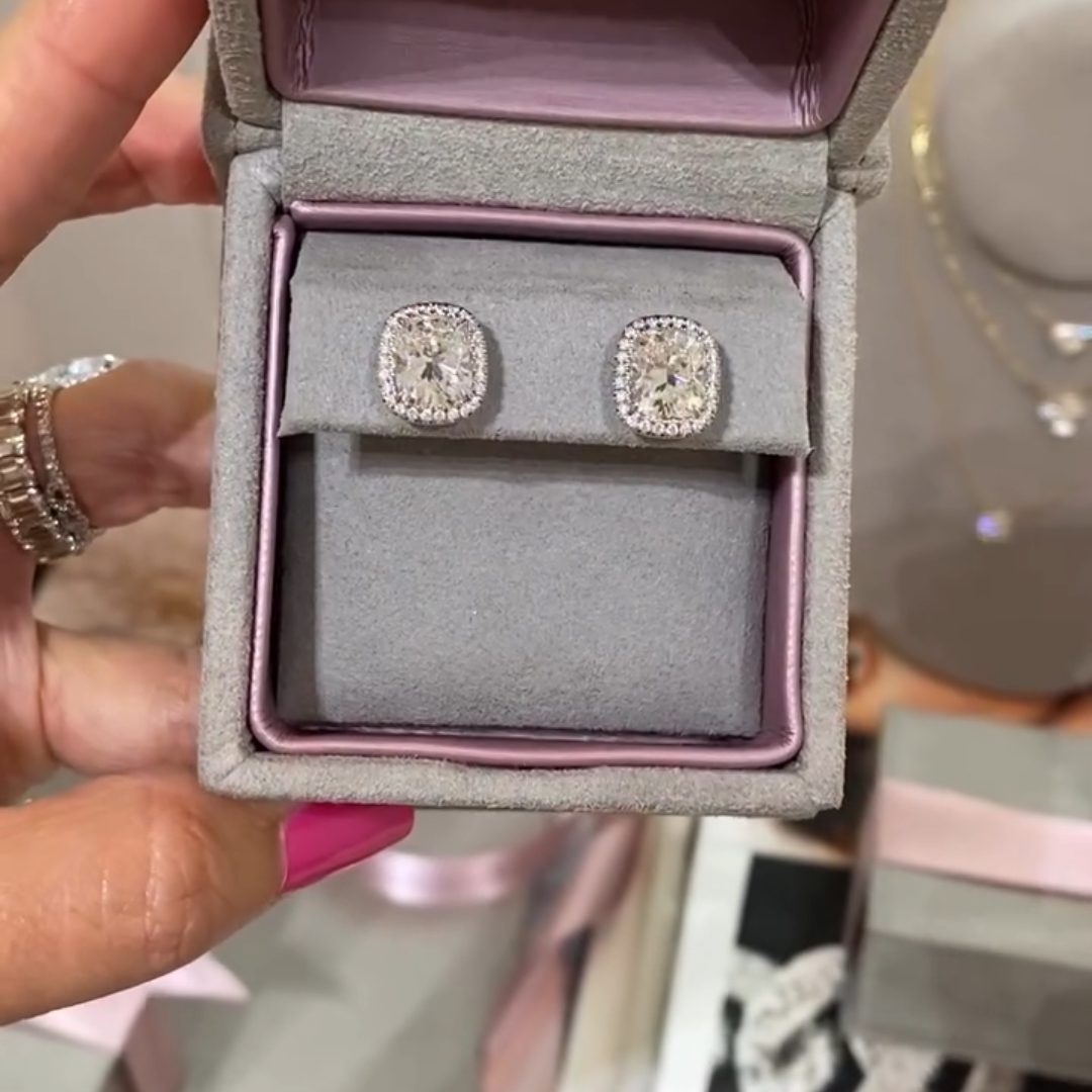 2ct Princess-cut Sterling Silver Handmade Earrings