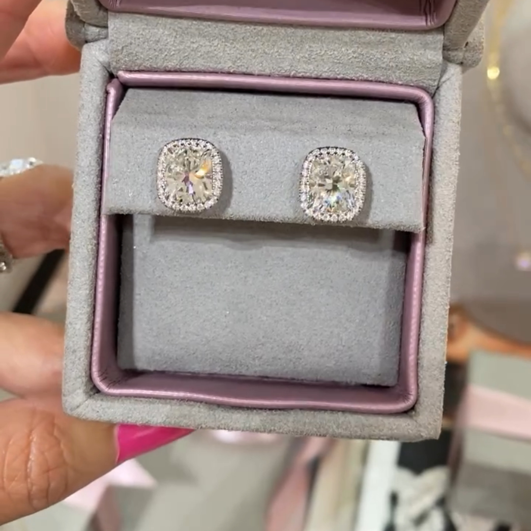 2ct Princess-cut Sterling Silver Handmade Earrings