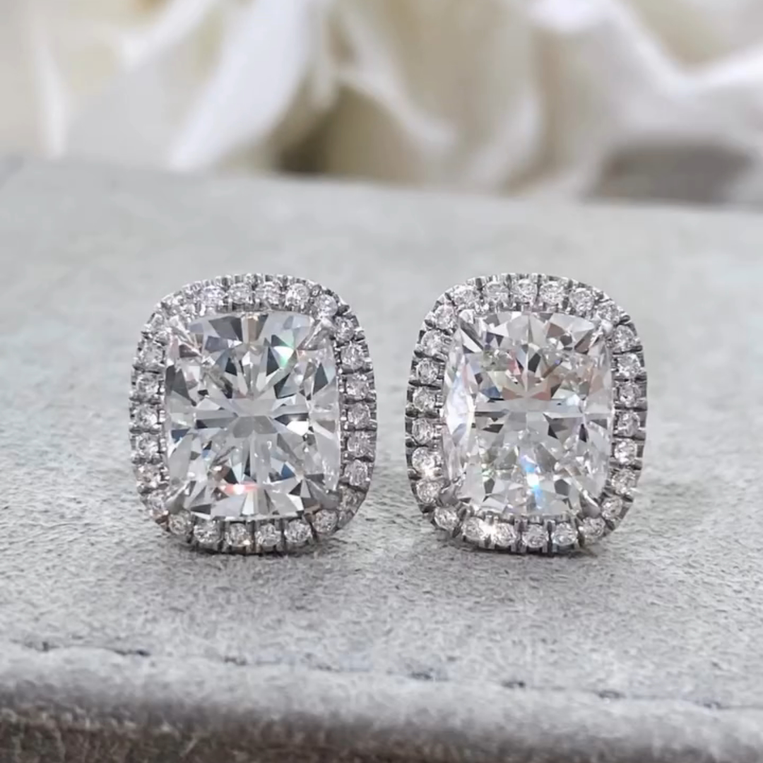 2ct Princess-cut Sterling Silver Handmade Earrings