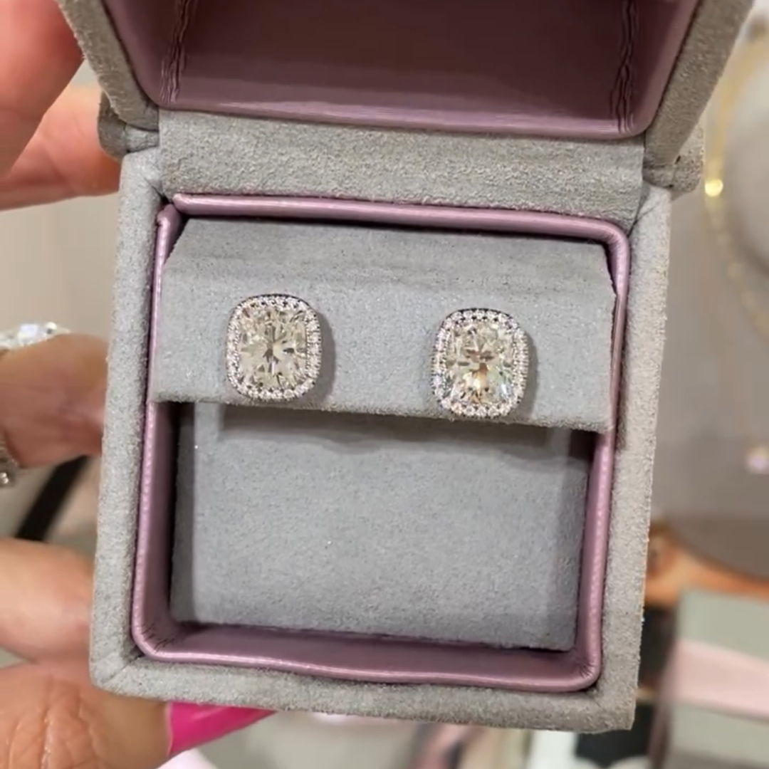 2ct Princess-cut Sterling Silver Handmade Earrings