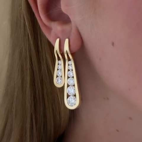 0.8ct Round-cut Sterling Silver And Yellow Gold Plated Handmade Earrings