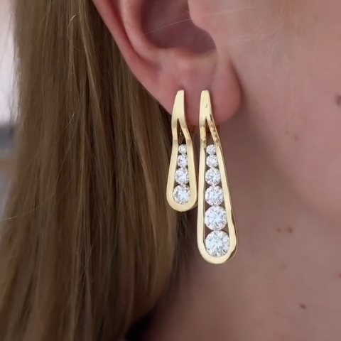 0.8ct Round-cut Sterling Silver And Yellow Gold Plated Handmade Earrings