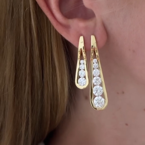 0.8ct Round-cut Sterling Silver And Yellow Gold Plated Handmade Earrings