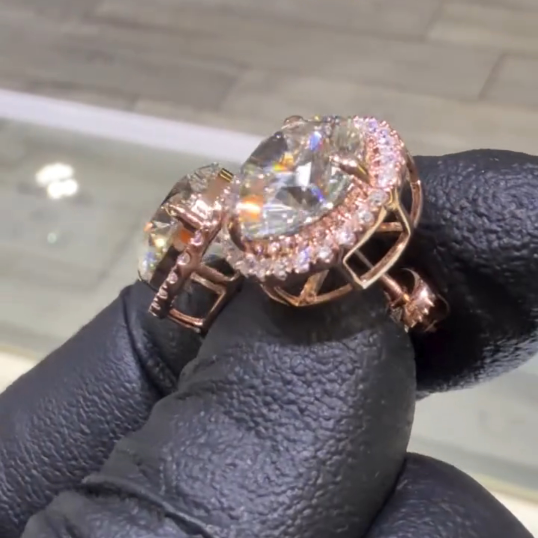 8.5ctw Round-cut Super Shiny Sterling Silver Plated With Rose Gold Handmade Studs