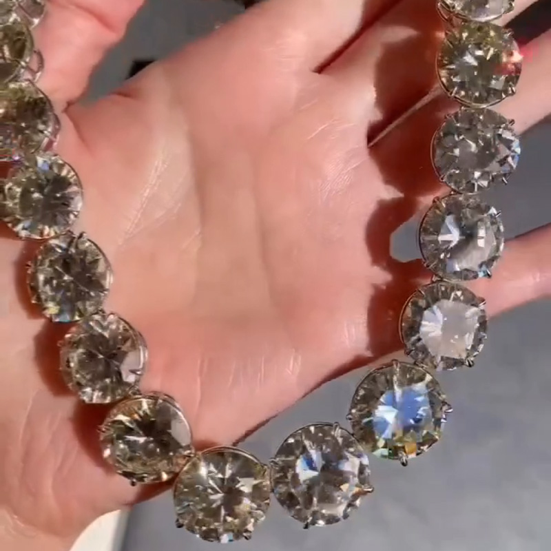 240ct Round Cut White Sapphire Statement Necklace