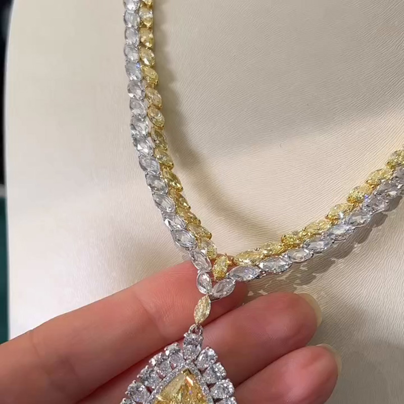 50ct Pear Cut Yellow Sapphire Pendant Necklace