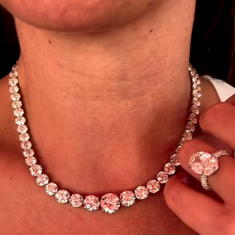 35ct Round Cut White Sapphire Tennis Necklace