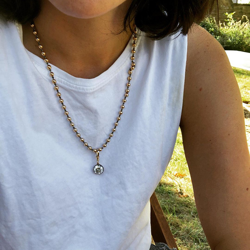 5ct Round Cut White Sapphire Rose Gold Ball Chain Necklace