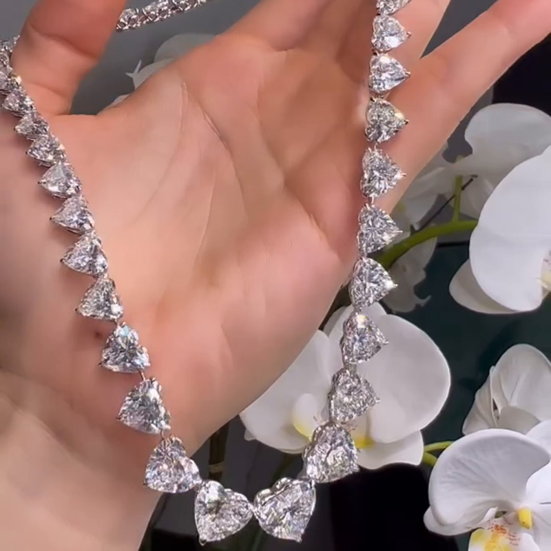 55ctw Heart Cut White Sapphire Sterling Silver Necklace