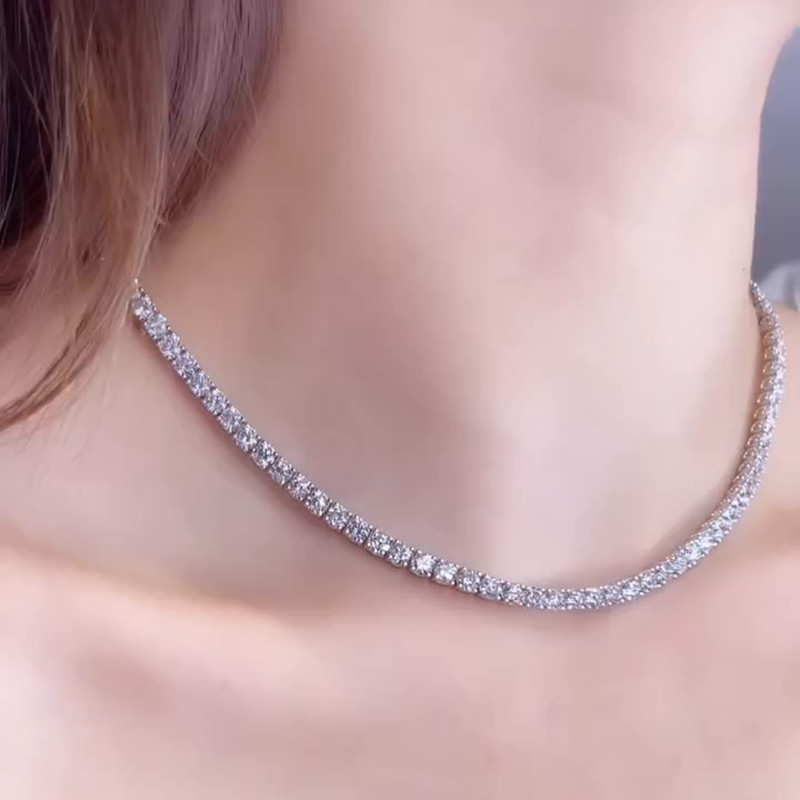 20ctw Round Cut White Sapphire Handmade Tennis Necklace