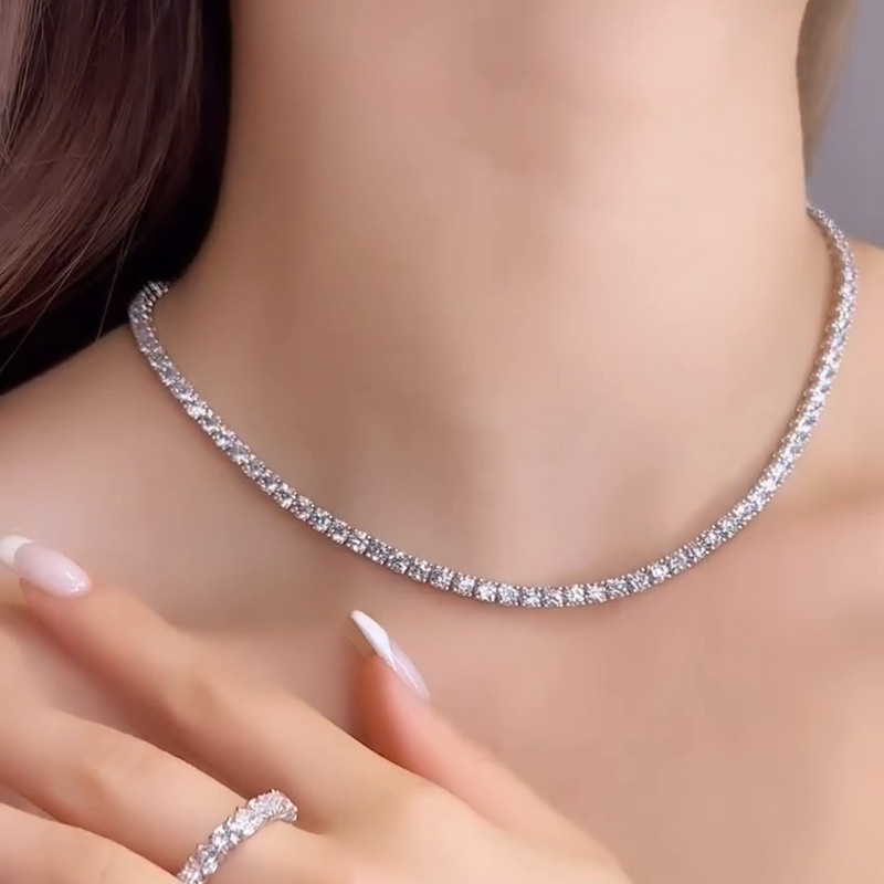 20ctw Round Cut White Sapphire Handmade Tennis Necklace