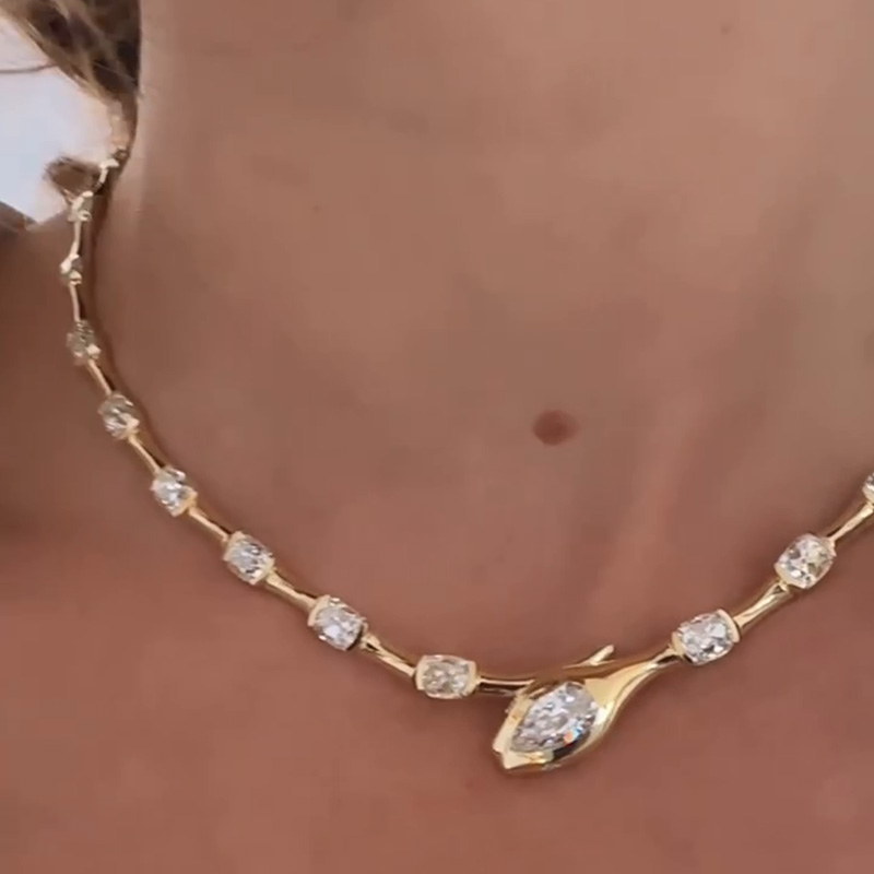 17ctw Cushion And Pear Cut White Sapphire Art Design Handmade Necklace In Yellow Gold