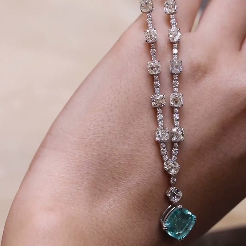 7ct Cushion Cut Paraiba Tourmaline Handmade Sterling Silver Pendant Necklace