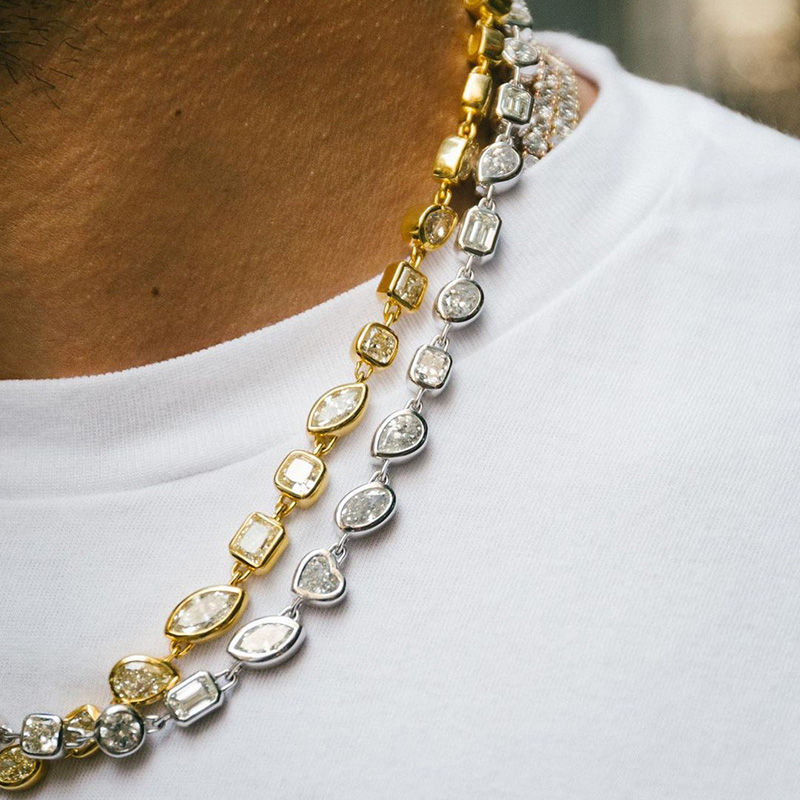 69ctw Multi-Cut White Sapphire Handmade Men's Statement Necklace