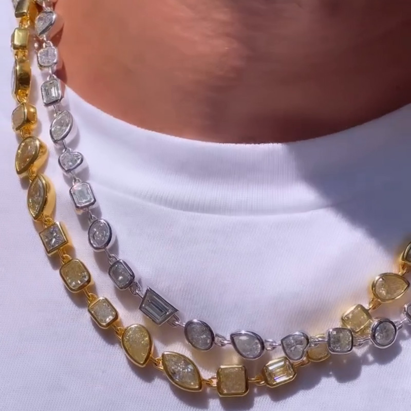 69ctw Multi-Cut White Sapphire Handmade Men's Statement Necklace