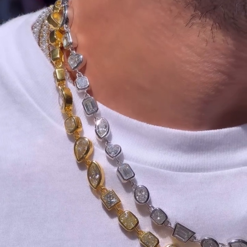 69ctw Multi-Cut White Sapphire Handmade Men's Statement Necklace