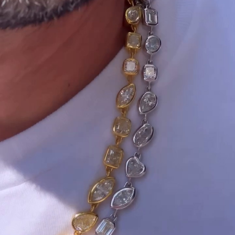 69ctw Multi-Cut White Sapphire Handmade Men's Statement Necklace