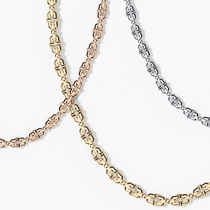 2.7ct Round Cut White Sapphire Link Chain Men's Necklace