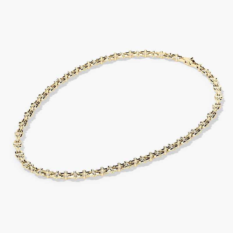 2.7ct Round Cut White Sapphire Link Chain Men's Necklace