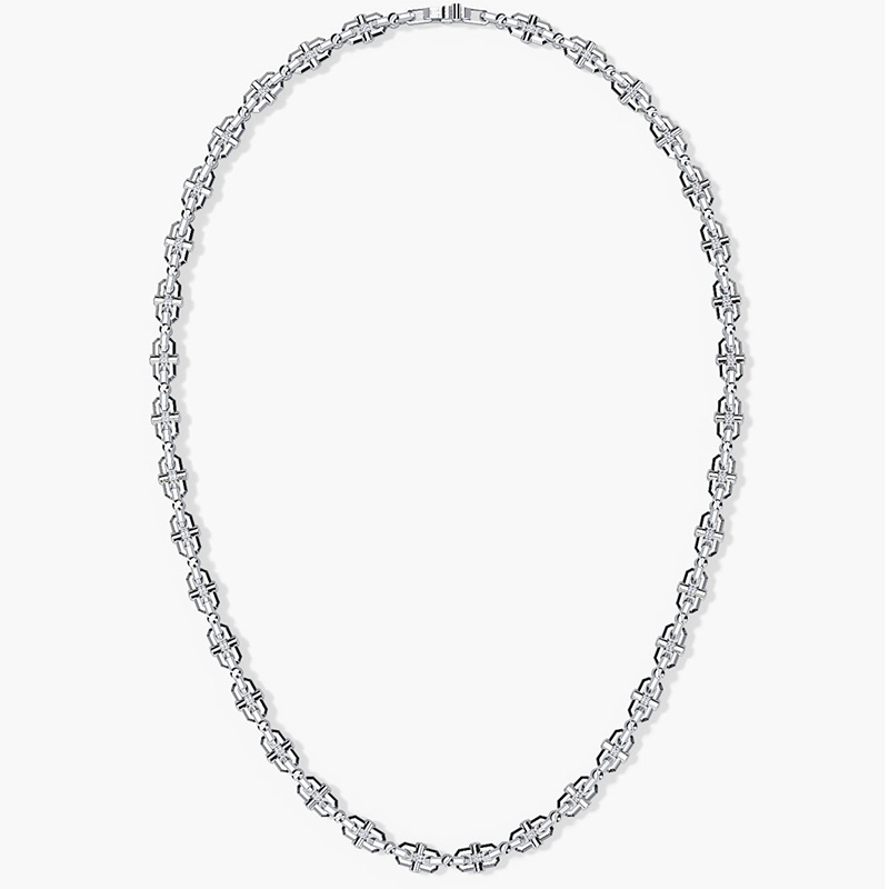 2.7ct Round Cut White Sapphire Link Chain Men's Necklace